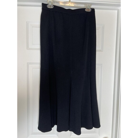 St John Collection Women's 6 Black Santana Knit Maxi Godet Pull On Skirt Vintage - Picture 1 of 7